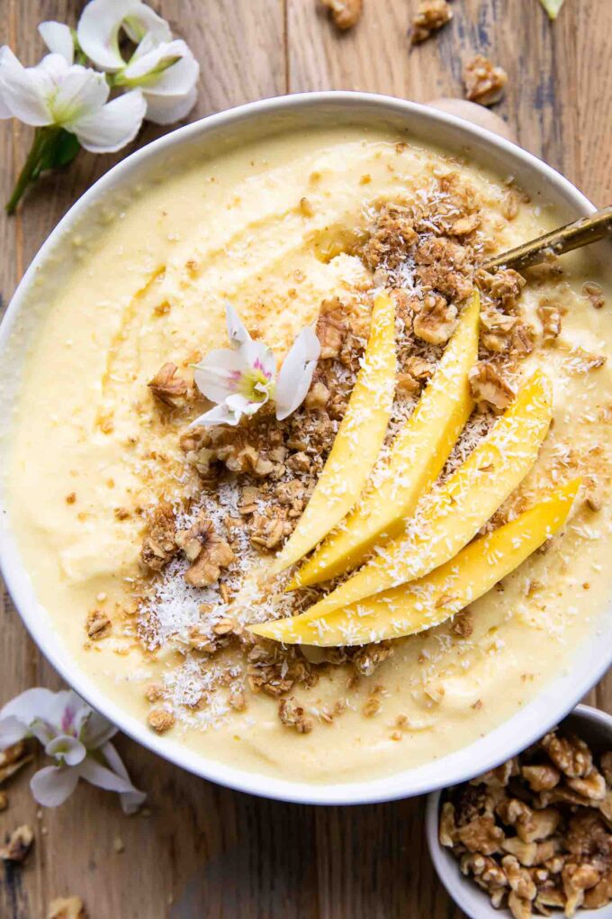 Mango Pineapple Smoothie bowl with coconut