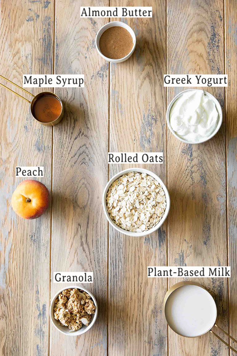 Ingredients for Creamy Peach Overnight Oats