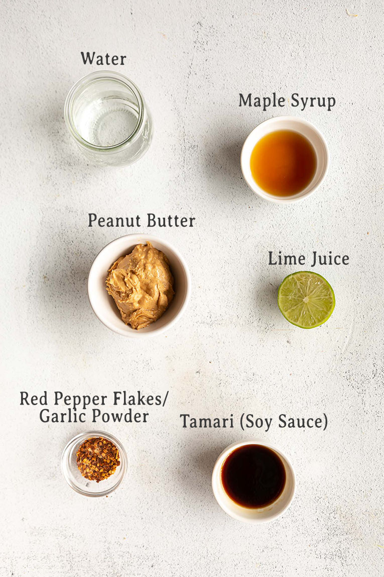 Ingredients for Spicy Thai Peanut Sauce.