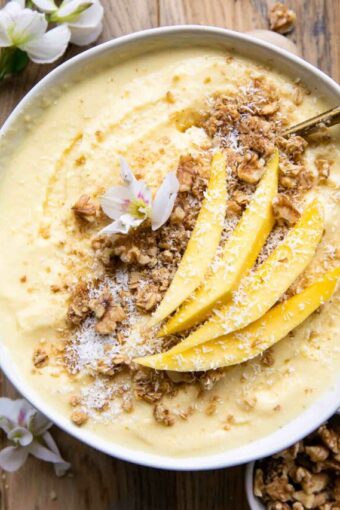 Mango Pineapple Smoothie bowl with coconut
