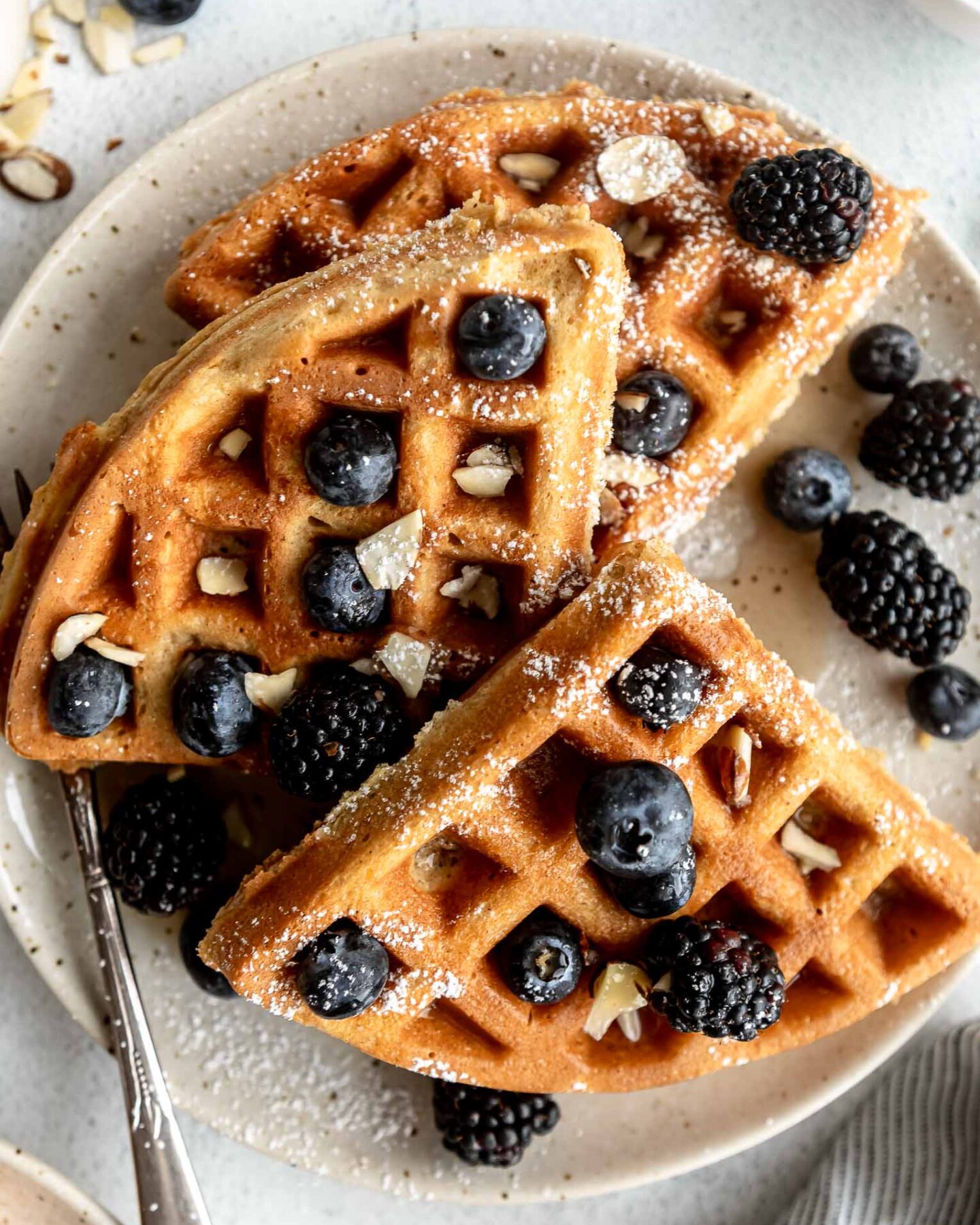 Top shot photo of Almond Flour Waffles recipe.
