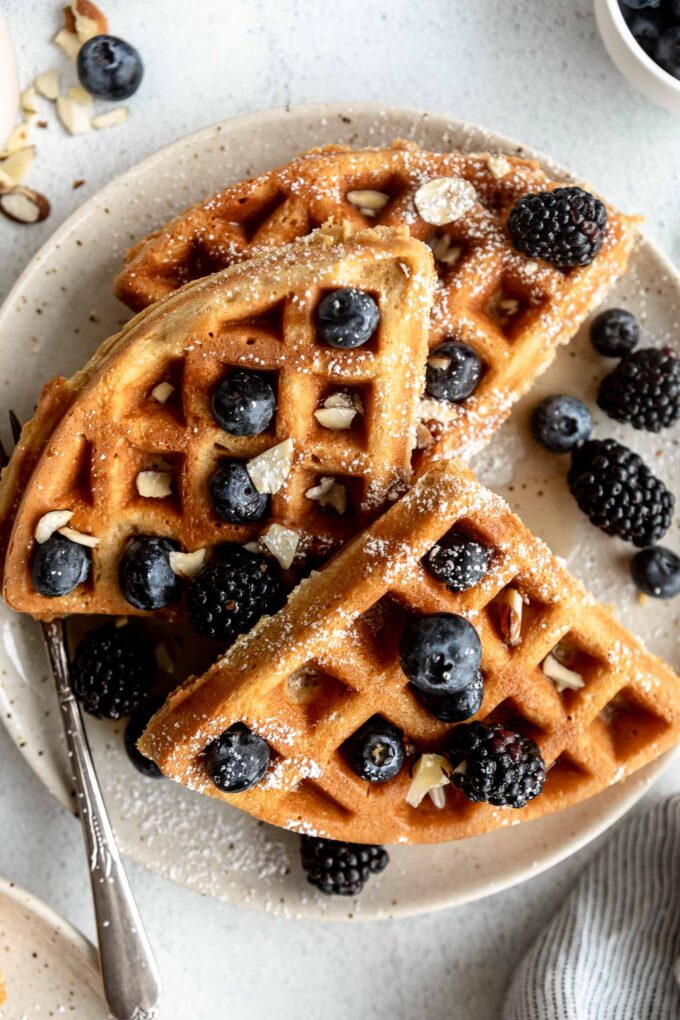 Top shot photo of Almond Flour Waffles recipe.