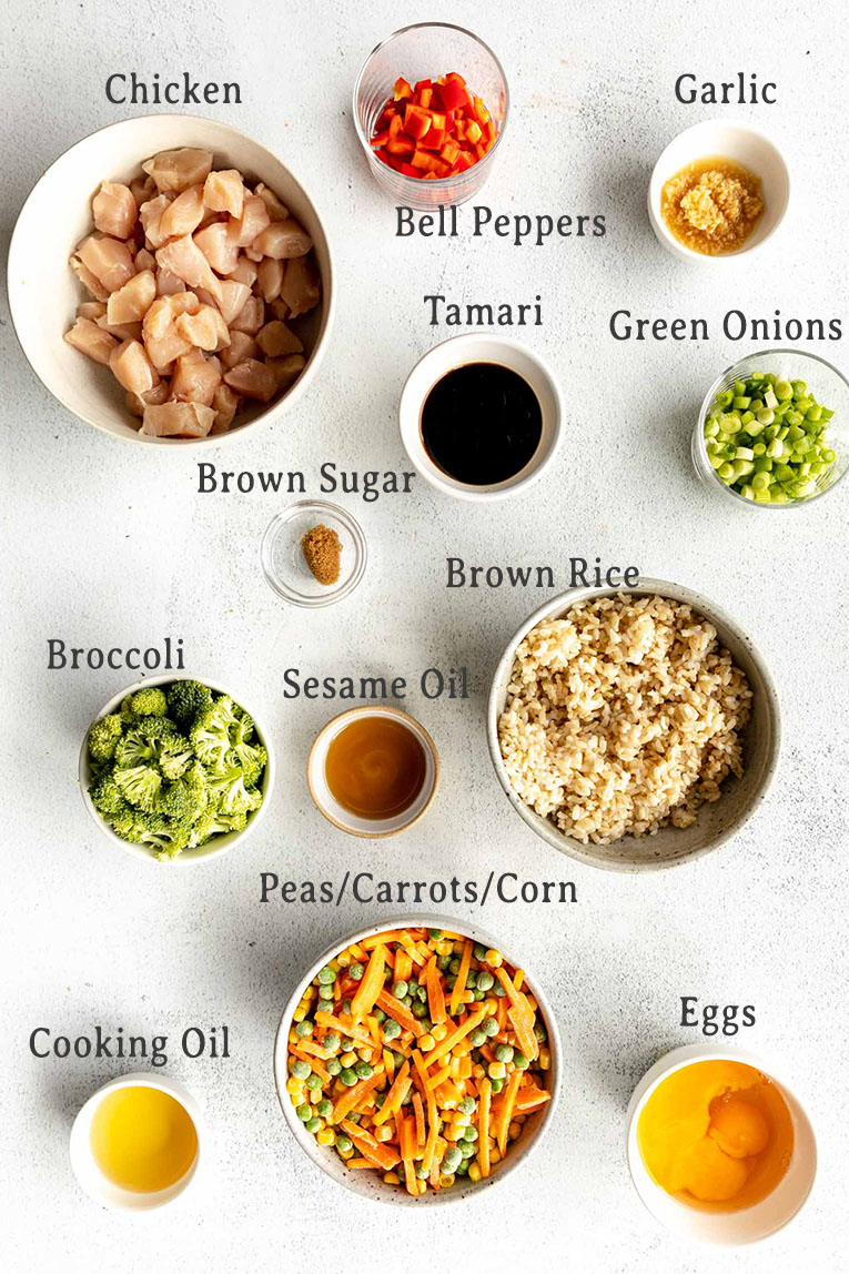 Ingredients for Easy 30-Minute Chicken Fried Rice