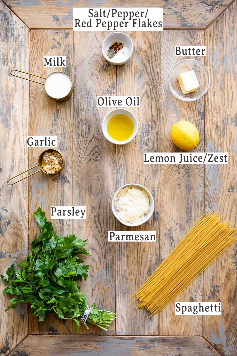 Creamy Lemon Garlic Pasta Ingredients