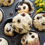 Close up of Healthy Chocolate Chip Muffins.