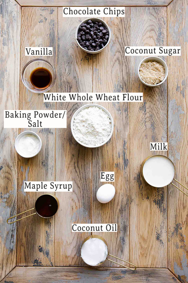 Healthy Chocolate Chip Muffins Ingredients.