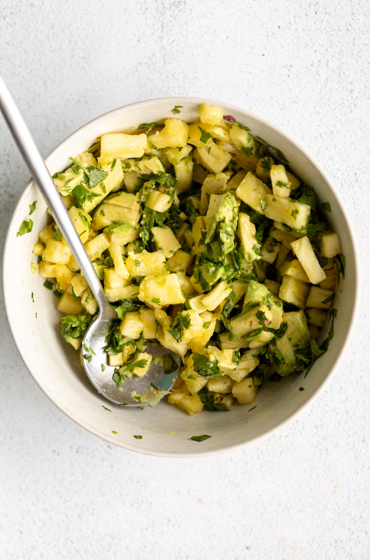 Pineapple cilantro salsa in a bowl.