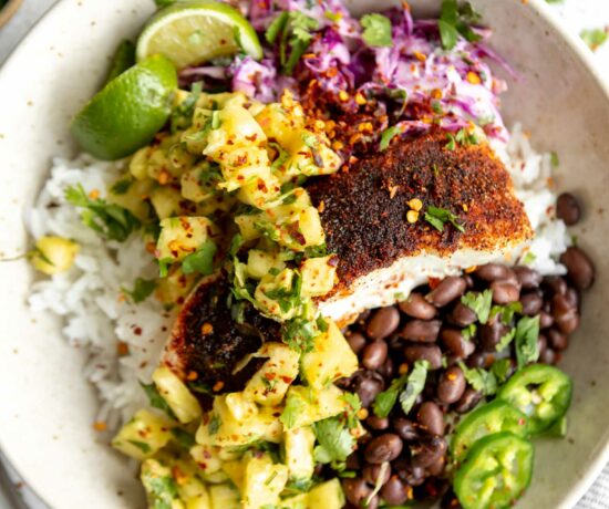 Top photo of Mahi-Mahi Fish Taco Bowls recipe.