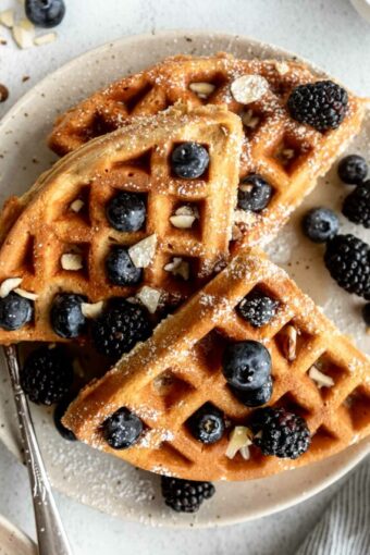 Top shot photo of Almond Flour Waffles recipe.