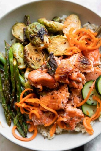 Hot Honey Salmon Bowls recipe.
