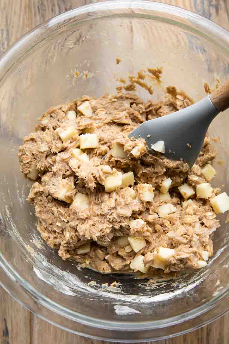 Apple Pie Cookie dough being mixed in a bowl.