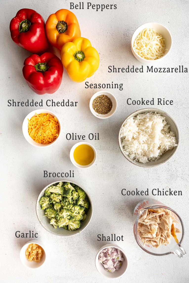Chicken & Rice Stuffed Peppers Ingredients.