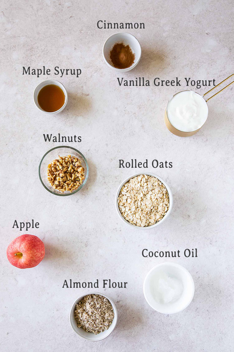 Ingredients for Apple Crumble Parfaits recipe.