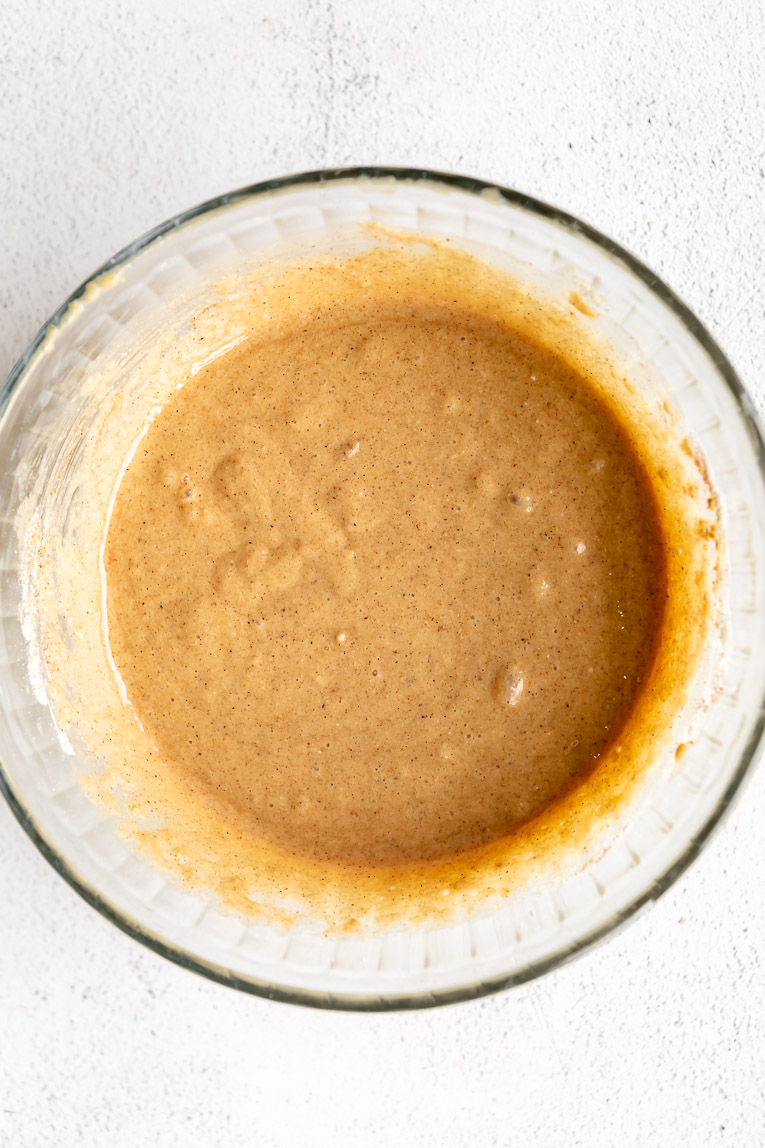 Donut batter in a mixing bowl.