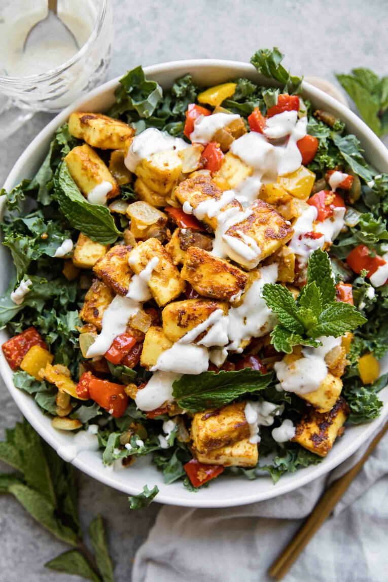 Tandoori Paneer Salad in a large bowl.