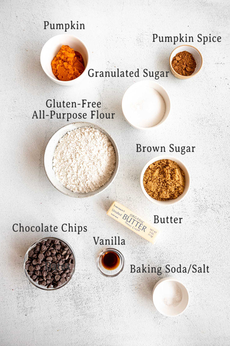 Ingredients for one-bowl Gluten-Free Pumpkin Cookies.