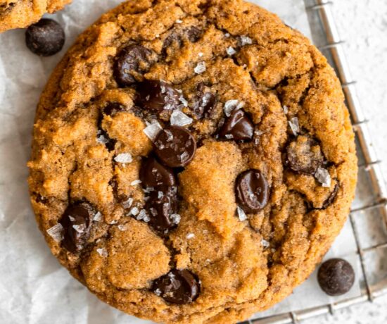 Top shot photo of Gluten-Free Pumpkin Cookies with chocolate chips and dash of salt.