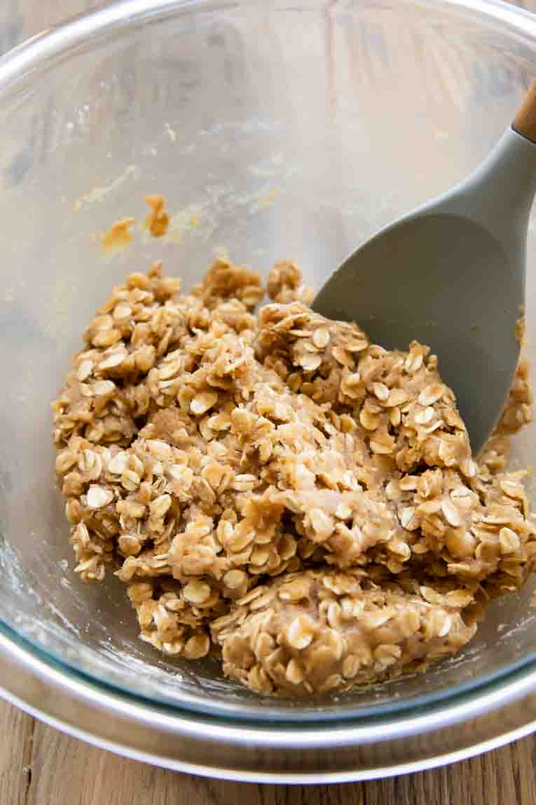 Gluten-free cookie dough in a mixing bowl.