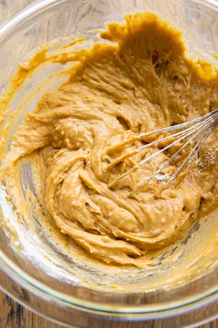 Gluten-free pumpkin bars batter in a large mixing bowl.