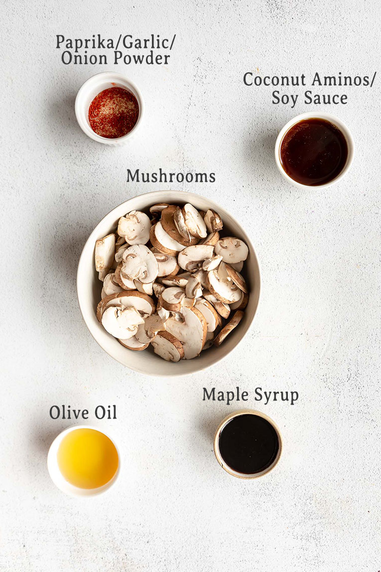 Ingredients for roasted mushrooms.