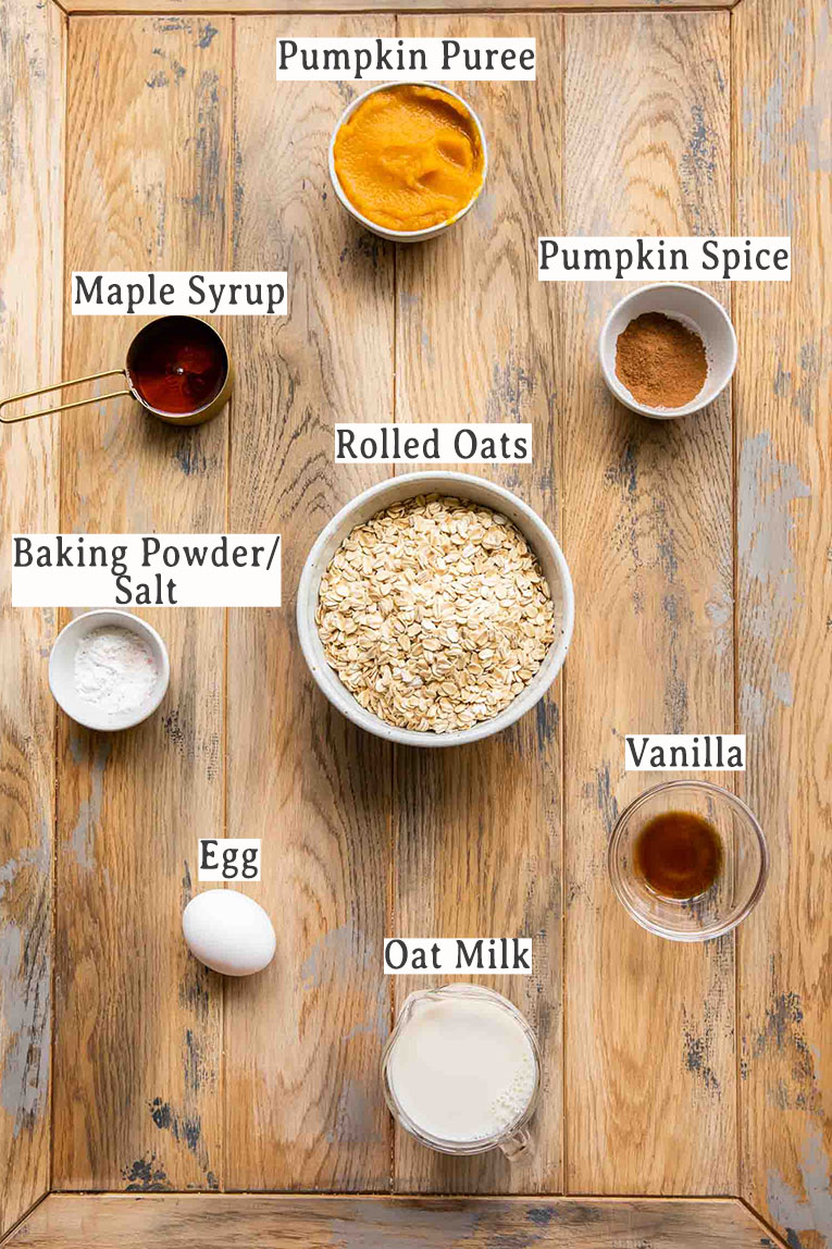 Ingredients for Pumpkin Baked Oatmeal.