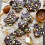 Pumpkin Butter Date Bark cut into pieces.