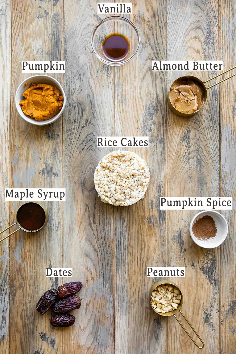 Ingredients for Pumpkin Rice Cake Bars.
