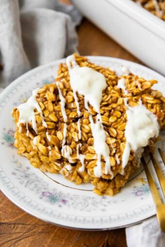 Pumpkin Baked Oatmeal square angled photo.