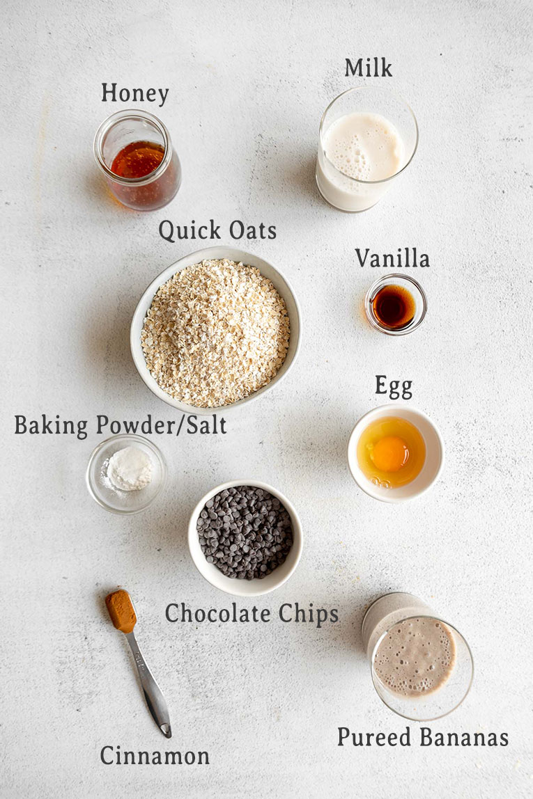 Ingredients for Banana Baked Oatmeal Cups.
