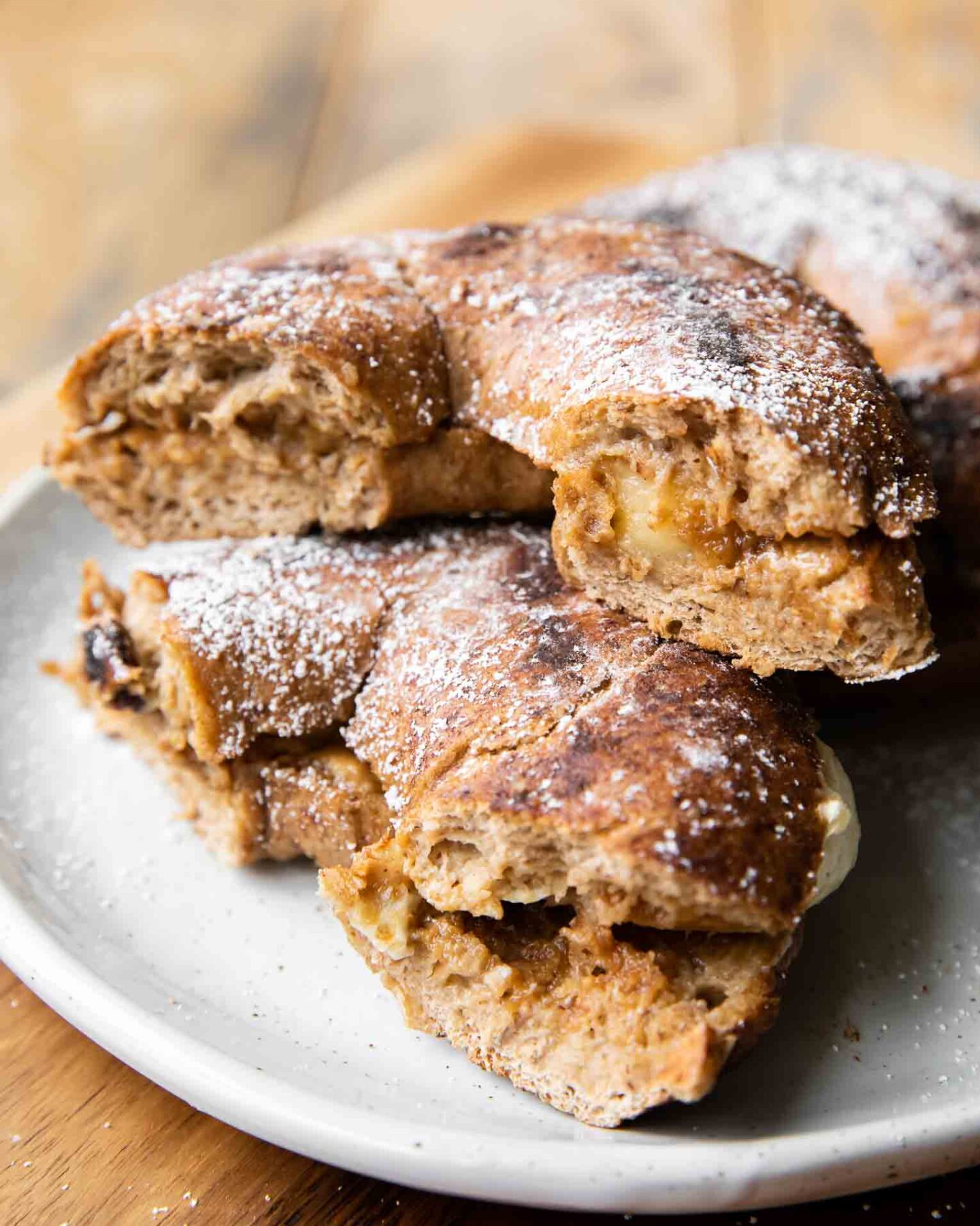 Close up of French Toast Bagels.