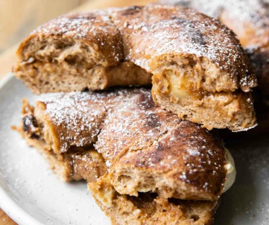 Close up of French Toast Bagels.
