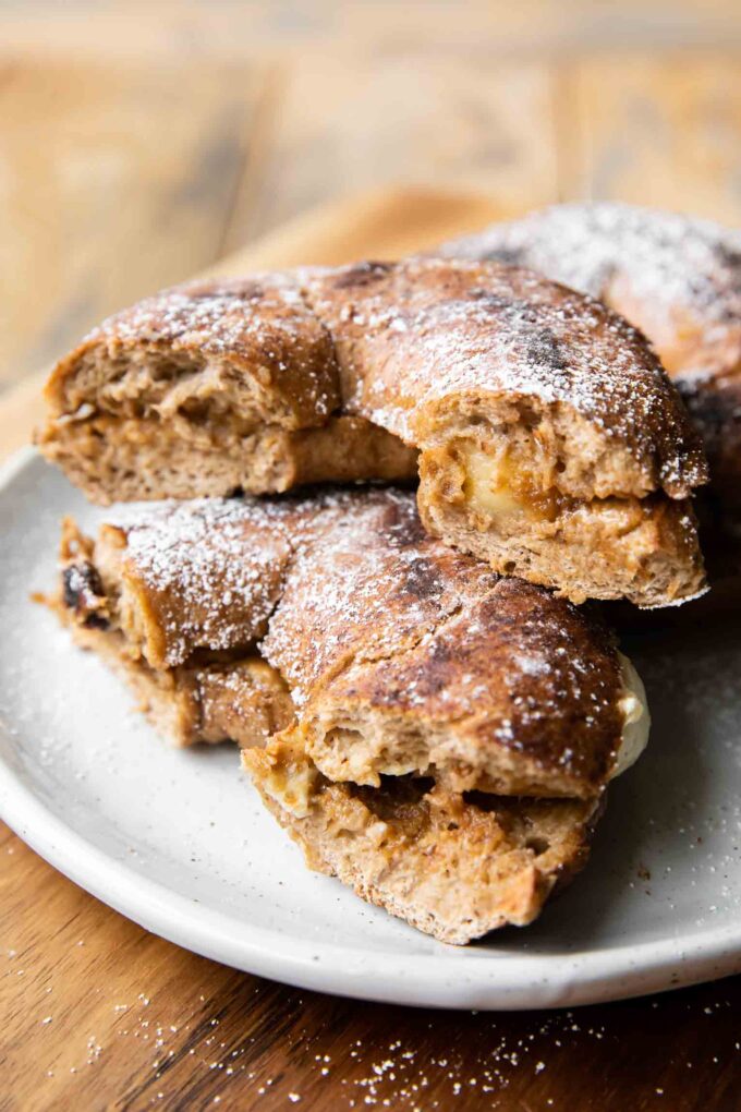 Close up of French Toast Bagels.