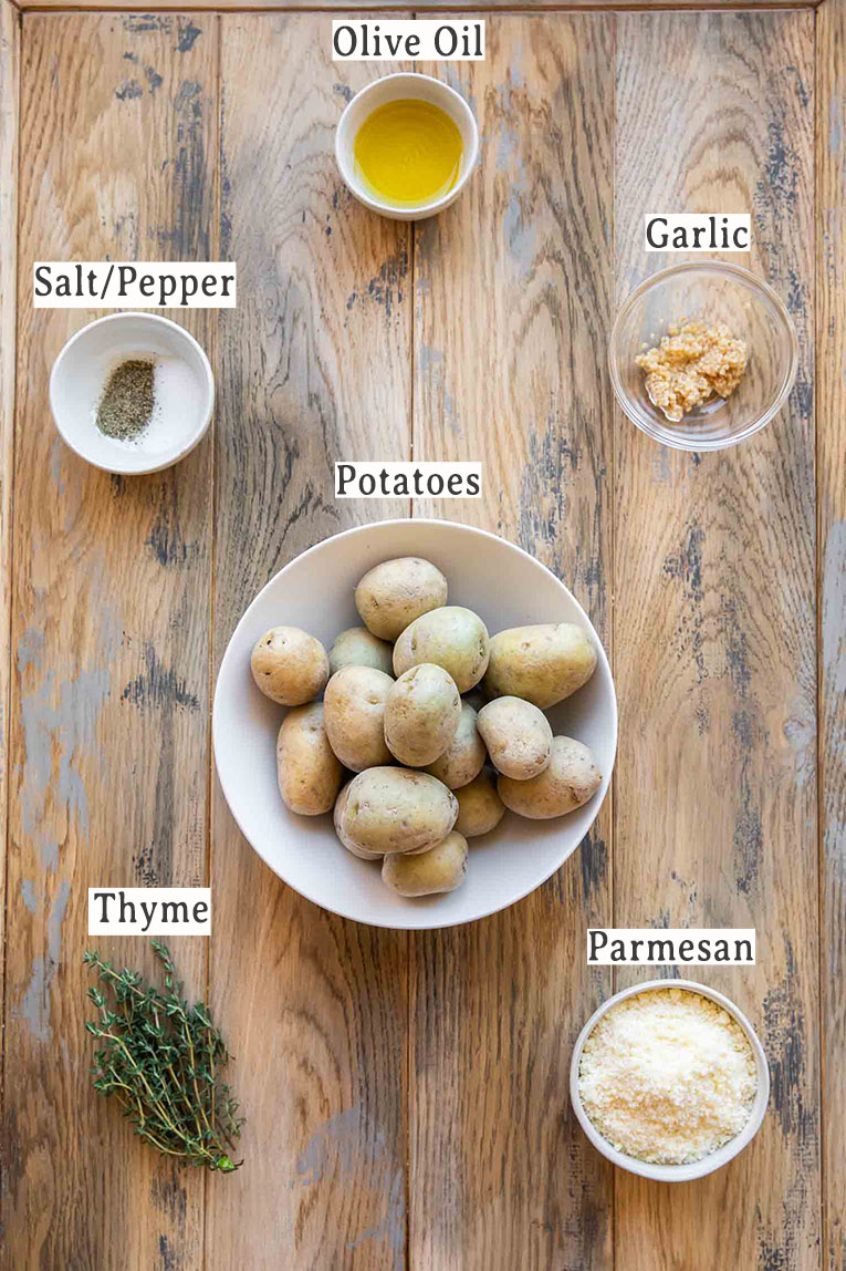 Crispy Parmesan Crusted Potatoes ingredients list.