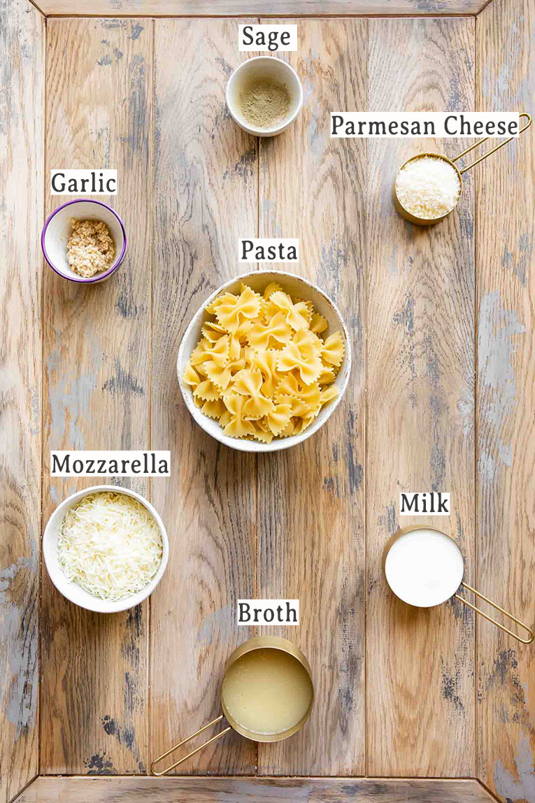 Ingredients for Garlic Parmesan pasta sauce.