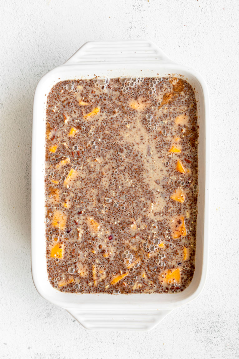 Butternut Squash Quinoa Bake mixture in a baking dish.
