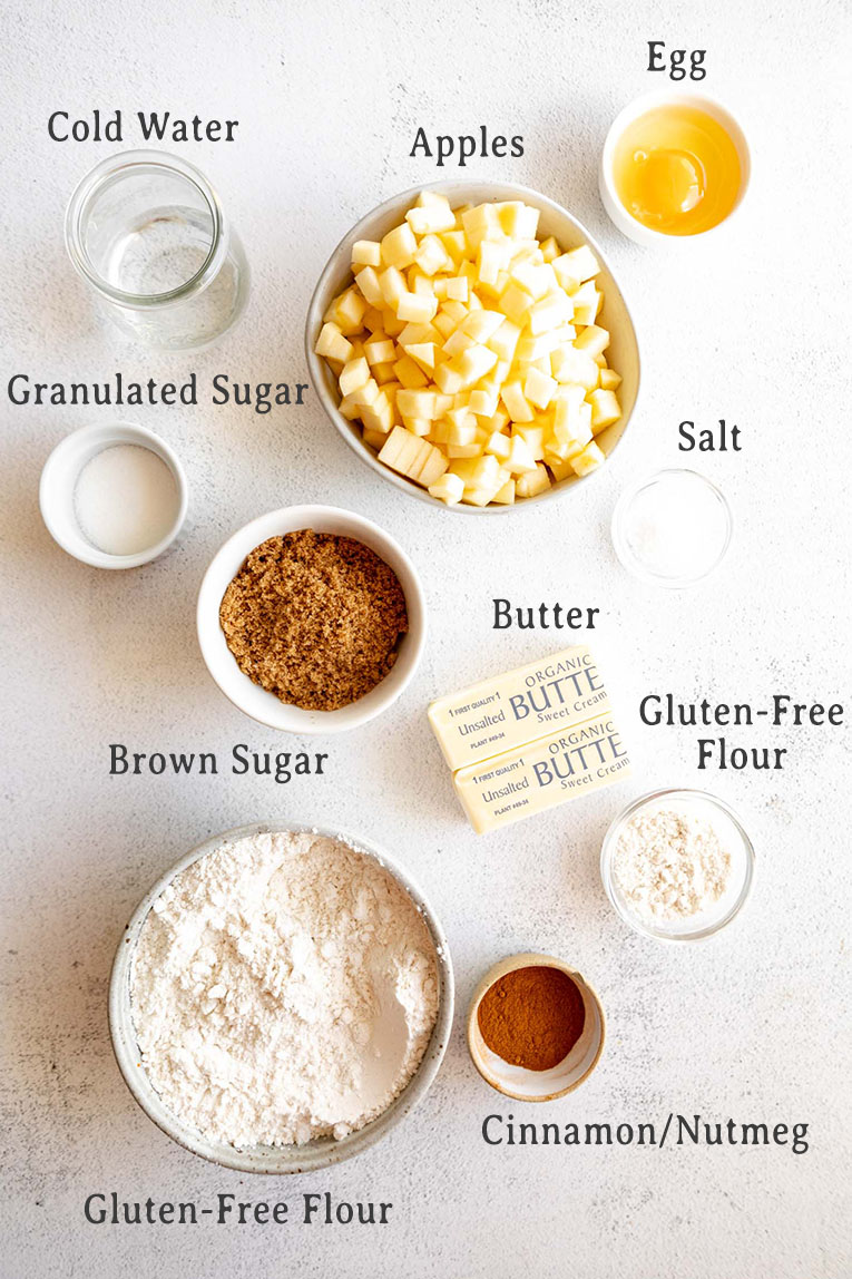 Ingredients list for mini apple pies healthy recipe.