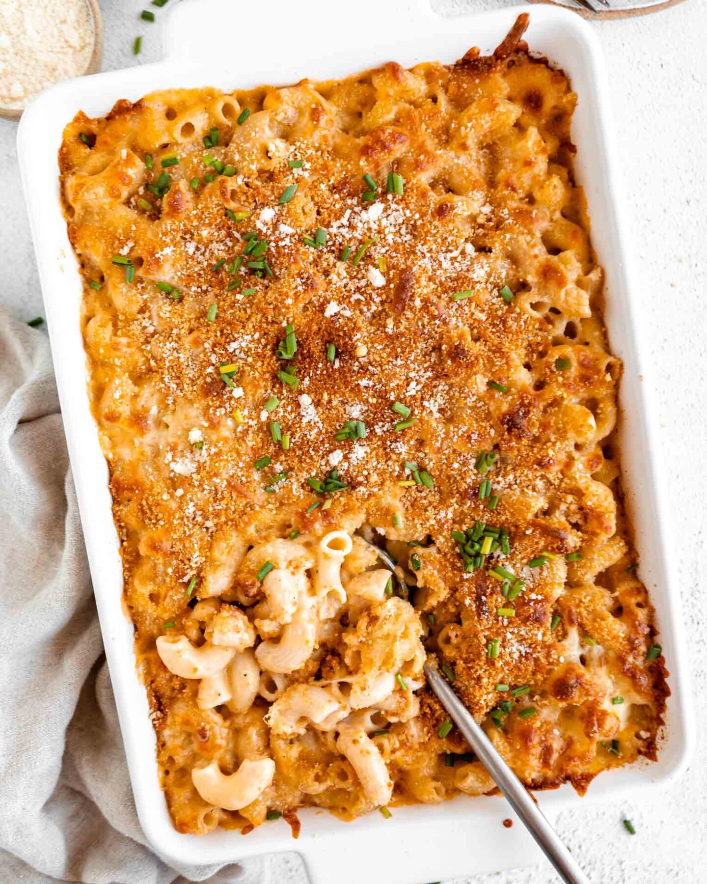 Gluten-Free Baled Mac & Cheese in a casserole dish.