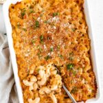 Gluten-Free Baled Mac & Cheese in a casserole dish.