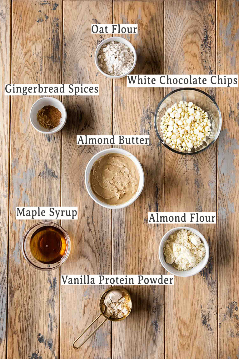Ingredients for gingerbread protein balls recipe.