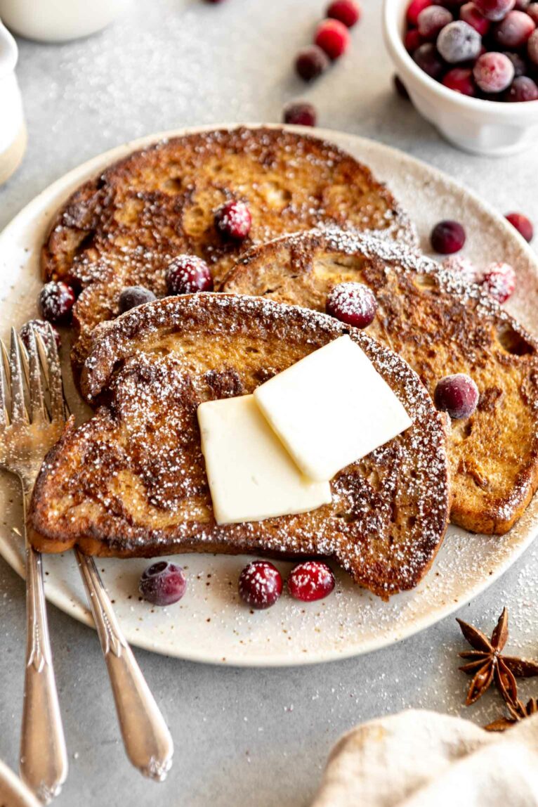 Gingerbread French Toast on a plate.