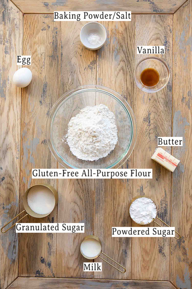 Recipe ingredients for Gluten-Free Christmas Sugar Cookies.