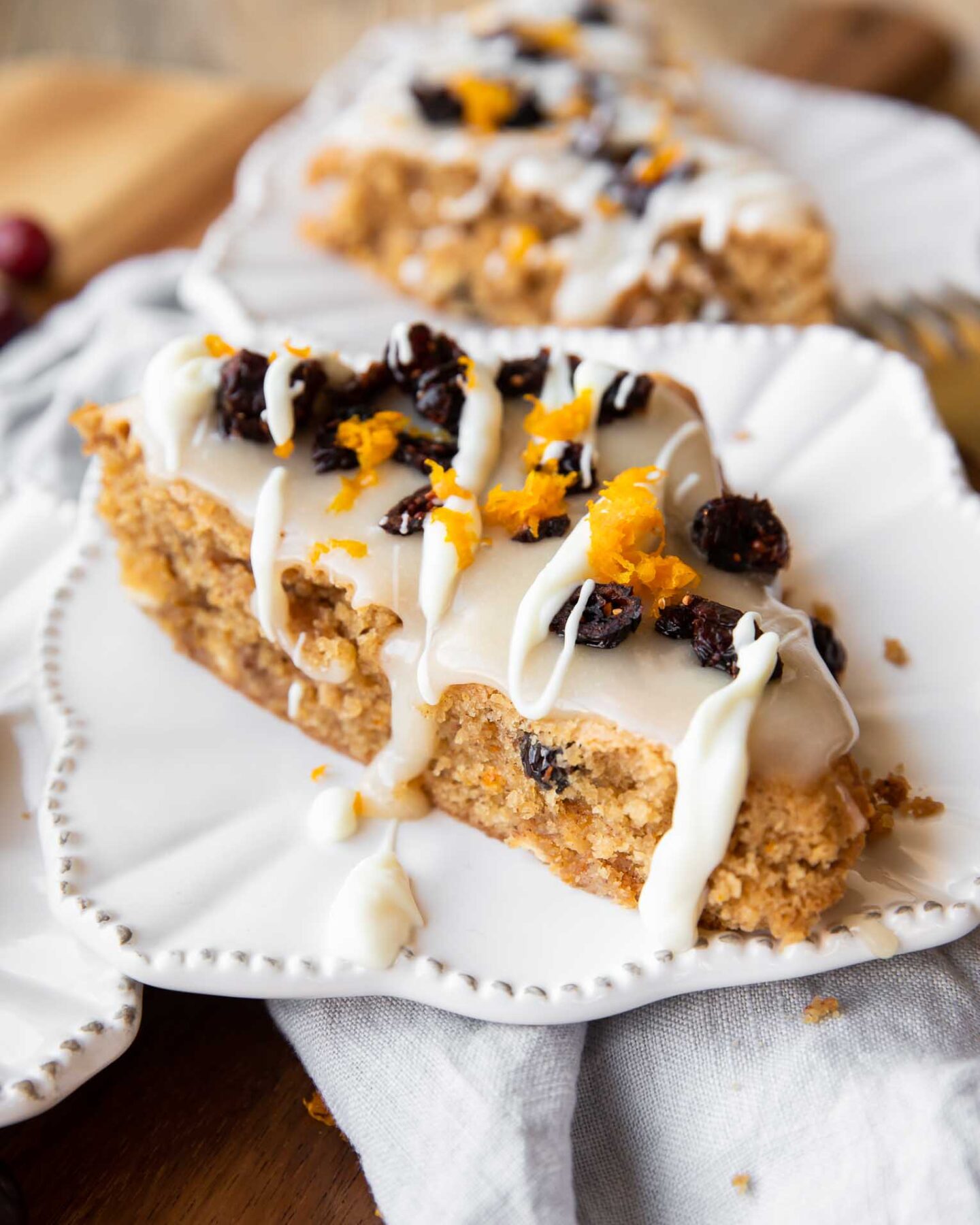 Gluten-Free Cranberry Bliss Bars angled photo.
