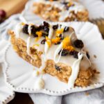 Gluten-Free Cranberry Bliss Bars angled photo.
