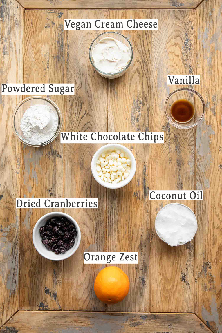 Ingredients for Starbucks  Cranberry Bliss Bars toppings.