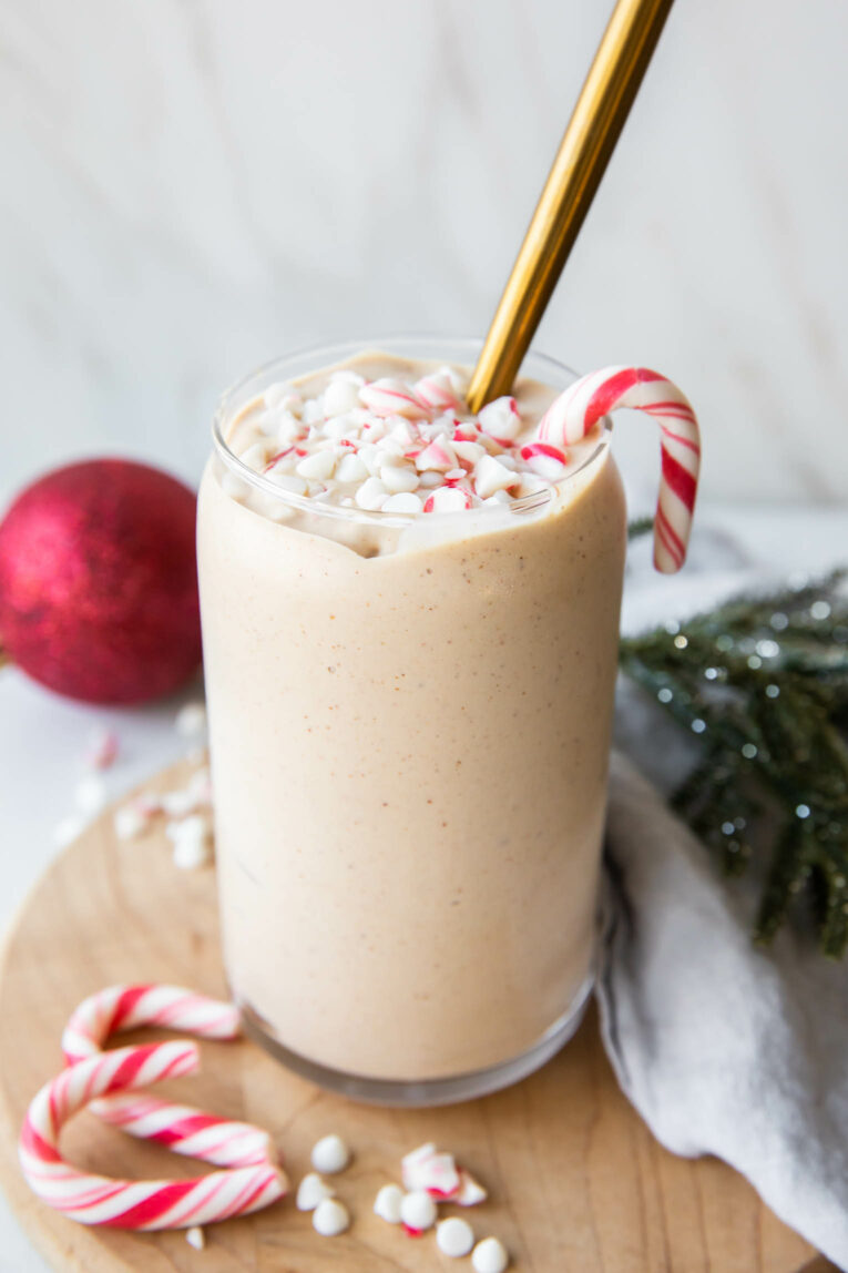 Angled photo of Peppermint Frosty in a cup.