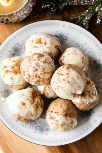 Top shot photo of Gingerbread Cookie Protein Bites recipe.