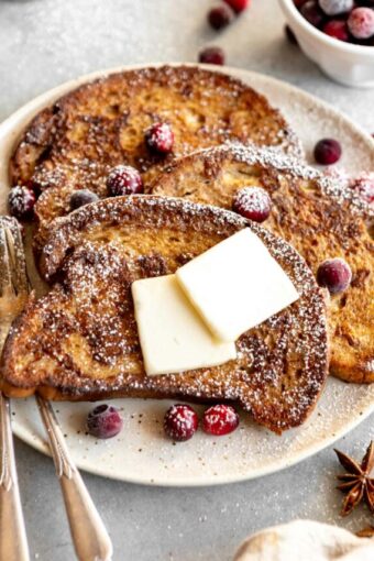 Gingerbread French Toast on a plate.