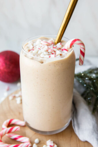 Angled photo of Peppermint Frosty in a cup.
