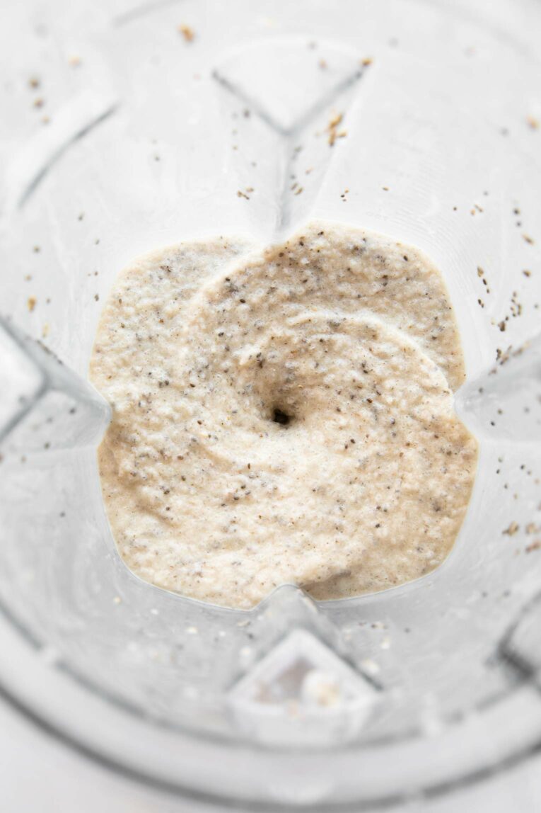 Banana smoothie in a blender.