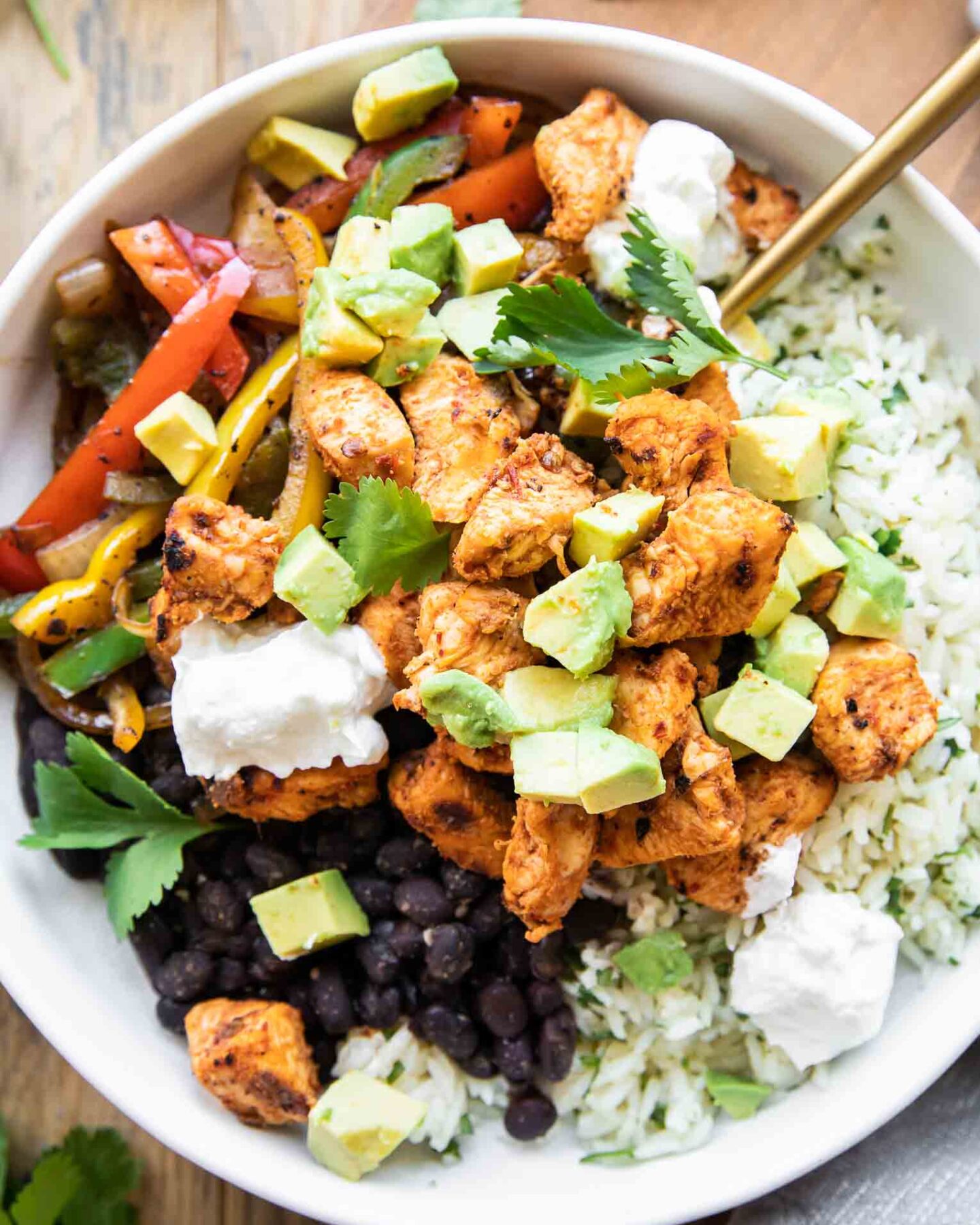 Close up of Chipotle Chicken Bowl recipe.